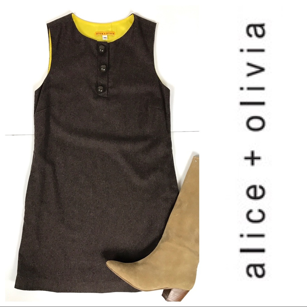 Alice + Olivia Wool Sleeveless Shift Dress Sz XS